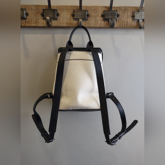 Nine West Faux Leather Backpack Purse In Black/White - Picture 5 of 10